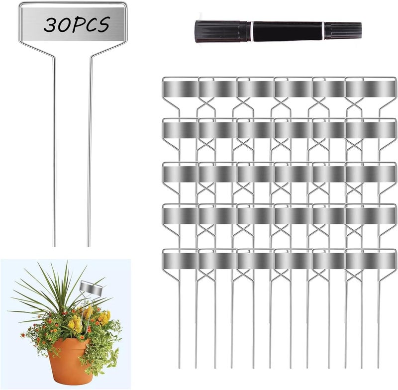 GHAMYEE 30pcs Plant Labels Plant Markers for Outdoor Plants 6inch Plant Labels for Seedlings Outdoor Garden Waterproof Plant Tags and Labels for Flower Vegetable Herbs Greenhouse (6 in, Silver) - Image 1